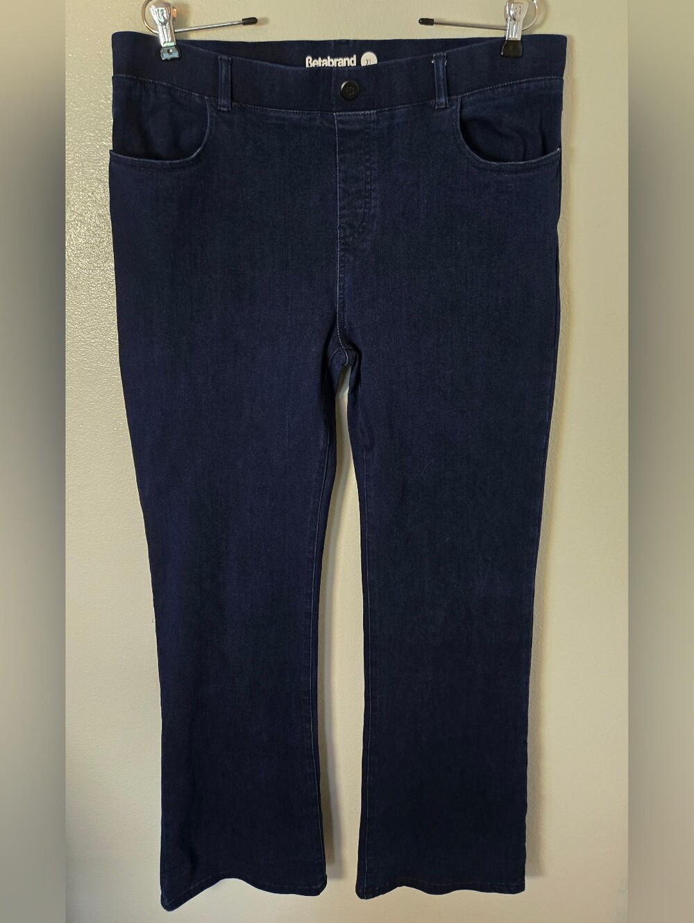 Betabrand | Dark Wash Bootcut Yoga Denim Pull On Jeans Size XL
